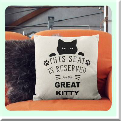 Kitty Comfort Linen Pillow Covers - Funny Cat Gifts for Cat Lovers - Cat Decorative Cushion Covers - Reserved for The Kitty