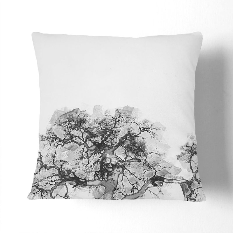 Floral Square Throw Cushion, Black, 55cm H x 55cm W x 20cm D