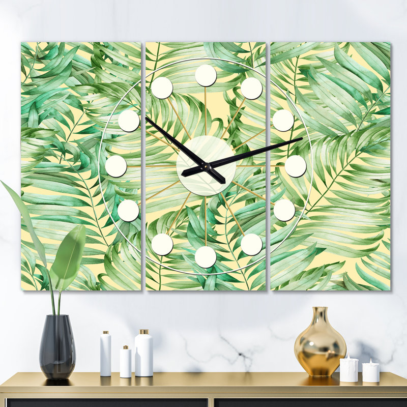 Très grande horloge murale tropicale rétro Mid-Century