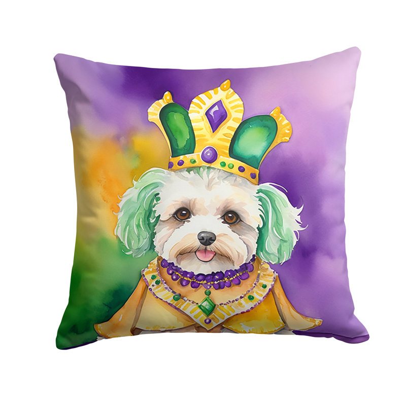Coussin décoratif King of Mardi Gras English Springer Spaniel, Carré 18 po, Maltipoo