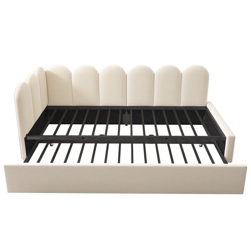 Upholstered Tufted Corner Daybed, Beige