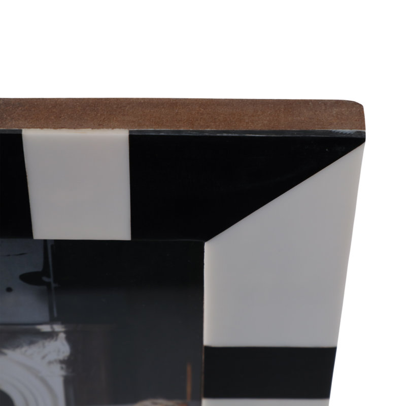 7"Lx0.5"Wx9"H Resin Geometric Photo Frame, Black/White Finish for Stylish Table Top or Wall Picture Display and Modern Home Decor Accessory