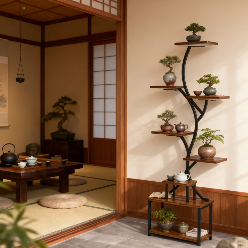 Support à plante d'intérieur avec lumières de culture intégrées, tablette de coin haute à 8 niveaux pour le salon, la chambre à coucher et le bureau