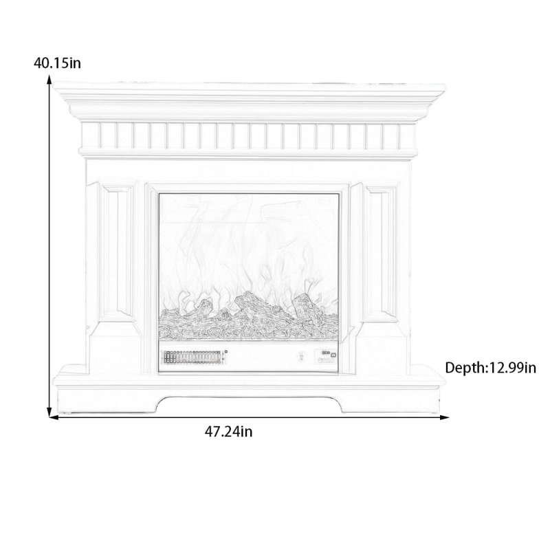 Fashion simple three-dimensional line fireplace, 40.15" H x 47.24" W x 12.99" D, Brown