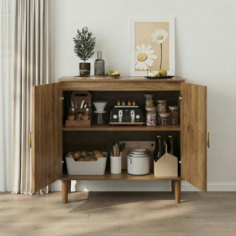 31.5'' Wide Mid-Century Modern Accent Cabinet With 2 Doors, Wood Sideboard Buffet With Adjustable Shelf For Living Room, Kitchen & Entryway