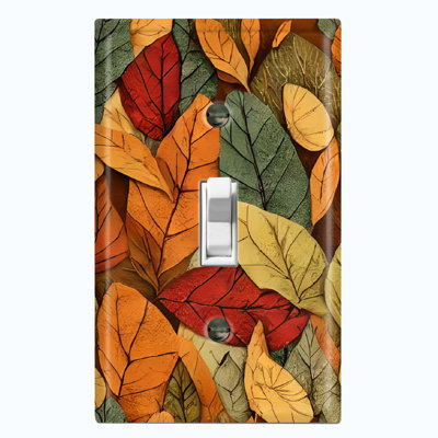 Autumn Orange Fall Leaves Nature Themed 1 - Gang Toggle Light Switch Standard Wall Plate