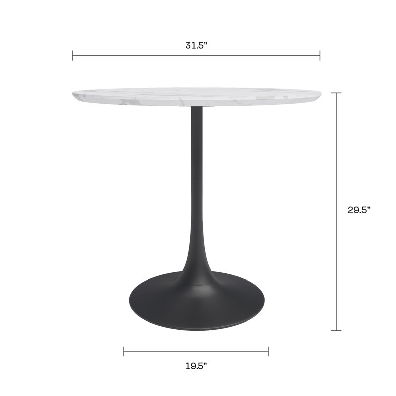 Table de salle à manger Caraballo Crippen, Noir, Noir, Blanc