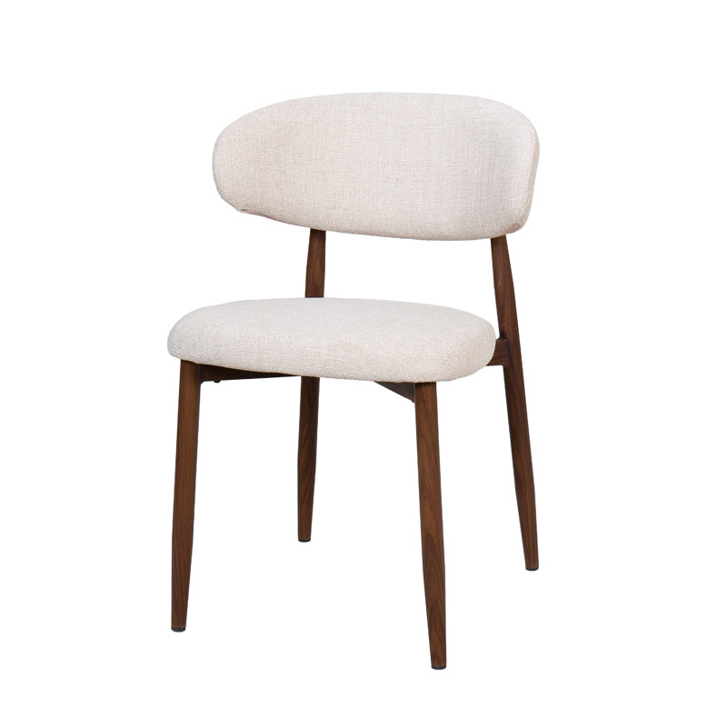 Ensemble de 2 chaises d'appoint de salle à manger Riom, dossier bas beige incurvé, brun noyer, Beige