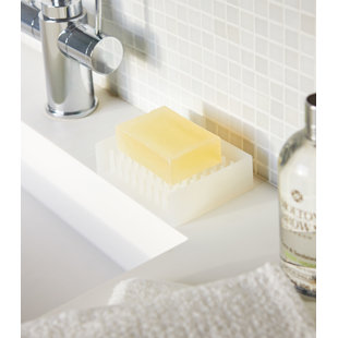 1pc Solid Drain Soap Dish Holder, Minimalist Solid Color Box To