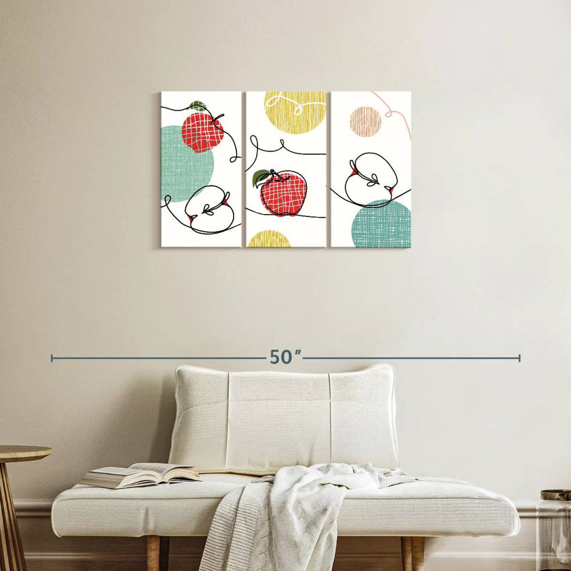 Yarlin One Line Apples, 20" H x 33" W