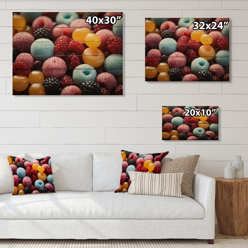 Impression de bonbons colorés Pop Art I sur bois, H 24 po x l 32 po x P 0,78 po
