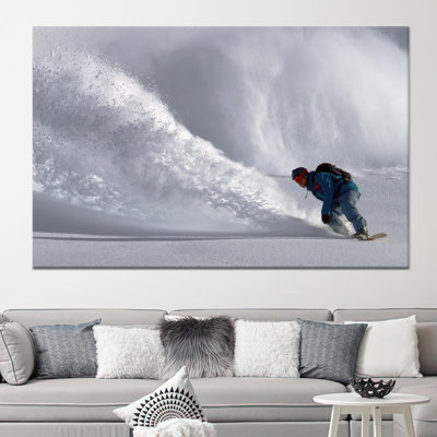 Printed Canvas: Winter Landscape Snowboard Art Snow Decor,1P GoldFramedCanvas