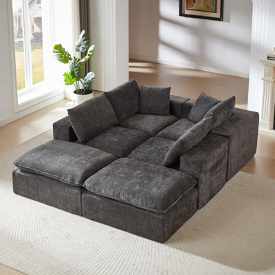 Canapé modulaire Boneless de 98 po pour canapé modulaire pour le salon, canapé-lit moderne surdimensionné avec siège profond, repose-pieds à double épaisseur, ensemble de canapé rembourré, blanc ivoire