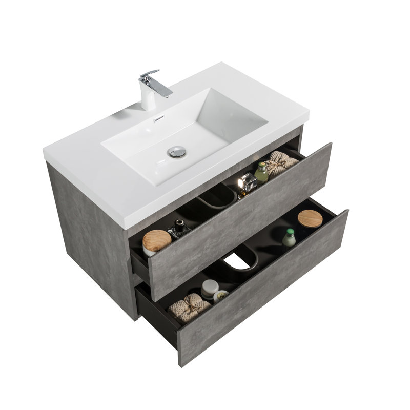 Ensemble de meuble-lavabo simple mural 35,3 "Hourani