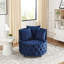 Fauteuil pivotant en velours bleu moderne avec siège à boutons et housse de mobilité-6413506