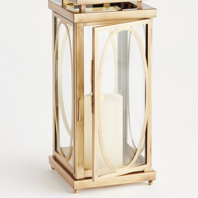 Jace Lantern, Gold, 18" H x 8" W x 8" D