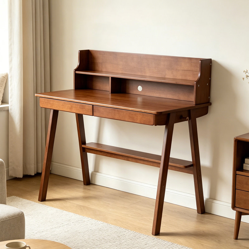 100% bois massif Bureau d'écriture Bureau d'ordinateur Mid Century Modern Home Office Table avec tiroir pour chambre à coucher