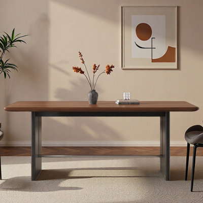 Simple dining table rectangular solid wood