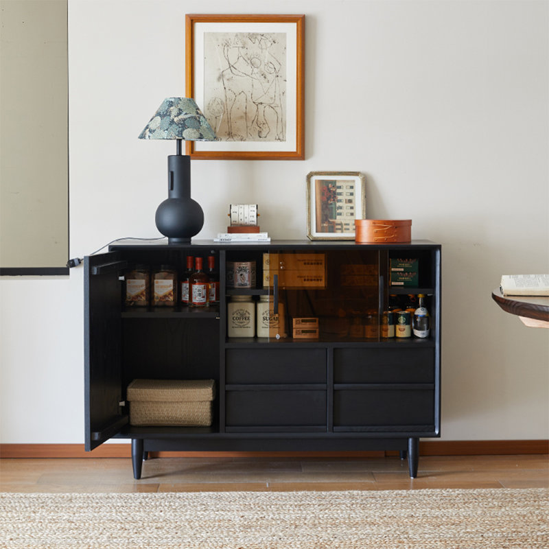 Buffet de rangement en bois d'hévéa Wabi-Sabi, H 33,5 po x l 47,2 po x P 15,7 po