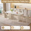 Cream White Marble Top Rectangular Dining Table For 4-8 People-644232735