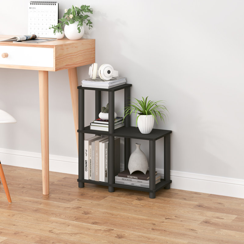 3-Tier 19.88" L-Shaped Corner Shelf, Open Shelves for Display and Storage, Espresso; Black