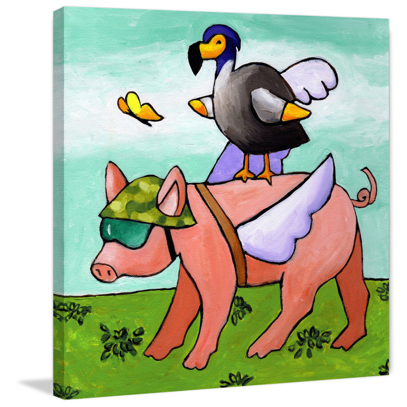 «Uh Oh No Go Dodo» par Janet Nelson, reproduction sur toile tendue, H 18 po x l 18 po x P 1,5 po