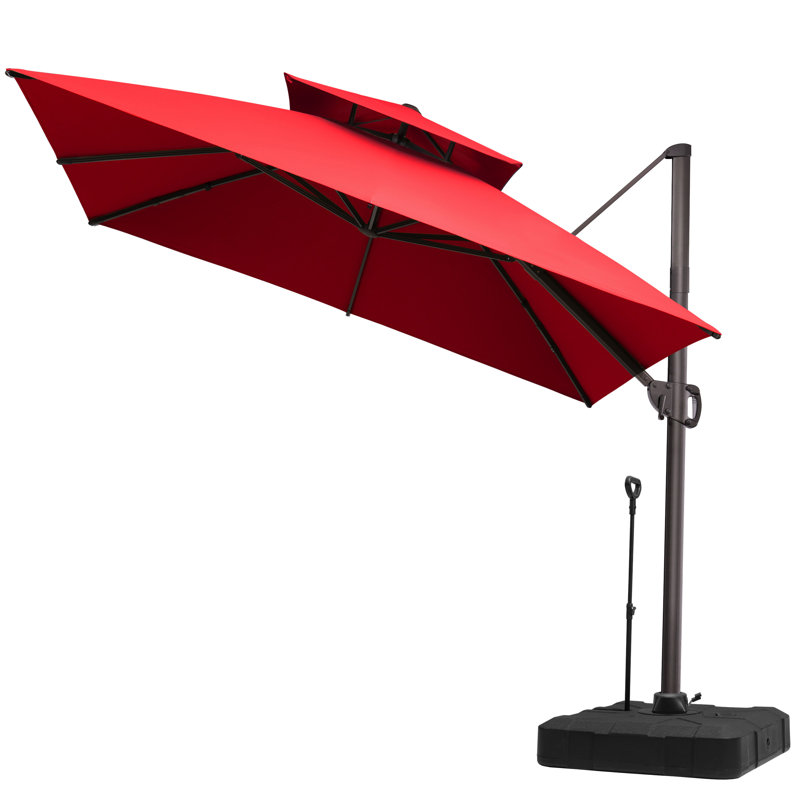 Parasol carré en porte-à-faux 128 po avec base Easy-Move | Mobilité d'une personne, Rouge