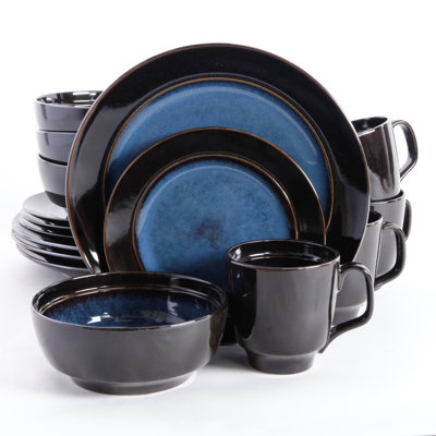 Bella Galleria 16-Piece Dinnerware Set, Red/Black