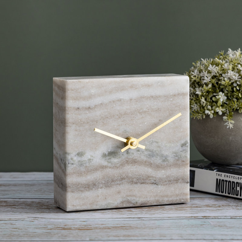 Petite horloge de table Morchino, Gris, H 11 po x l 8 po x P 15 po