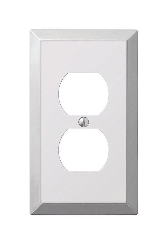 Plaque murale 1-gang à prise en duplex Tindal, H 4,94 po x l 4,56 po x P 0,3 po, Chrome poli