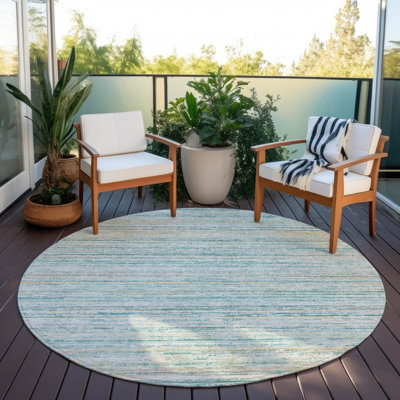 Machine Washable Indoor/Outdoor Claudian ACN1239 Teal Rug