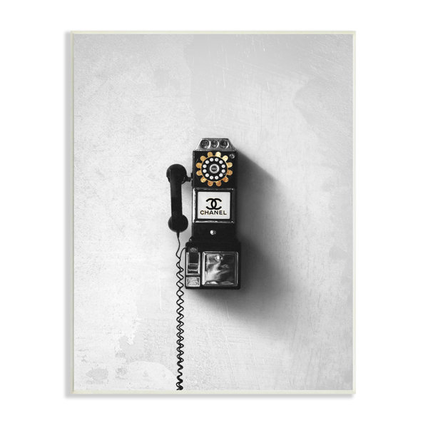 Stupell Industries Vintage Fashion Dial Phone Glam Pop Black White, Designed by Ziwei Li Wall Plaque, 10 x 15