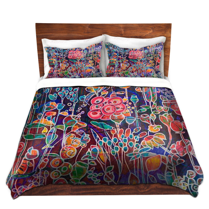 Ensemble de housse de couette night fleuri, 1 housse simple + 1 taie standard