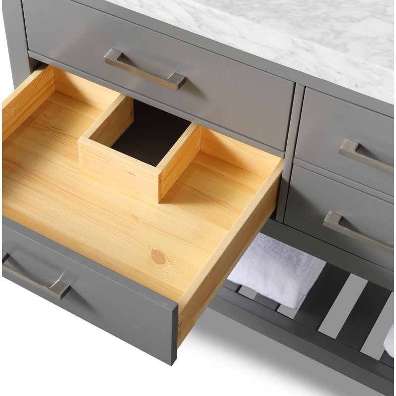 Elizabeth 72'' W Double Vanity, Sapphire Gray | Brushed Nickel