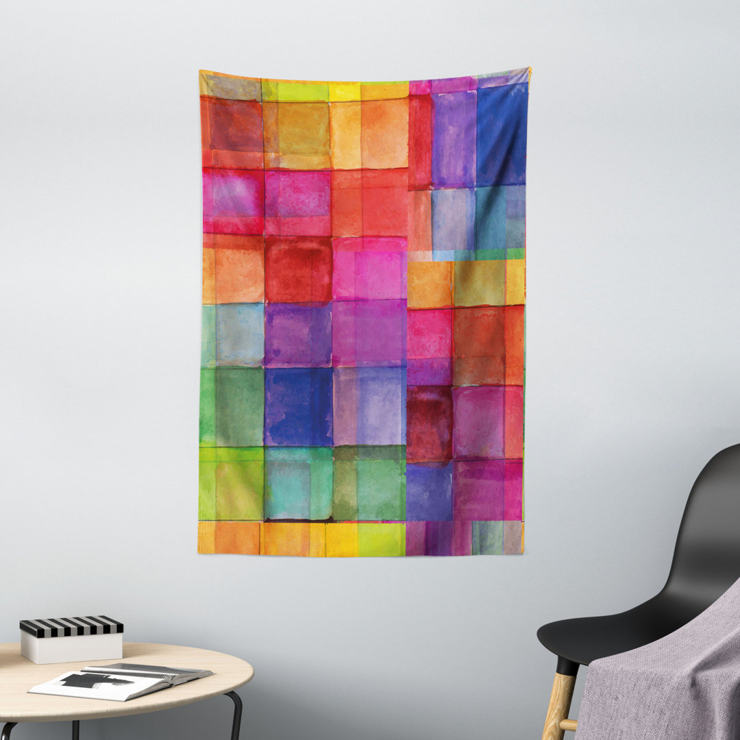 Wandbehang Regenbogen Farbig Geometrisch Quadratisch Geformt Unscharf Effekte