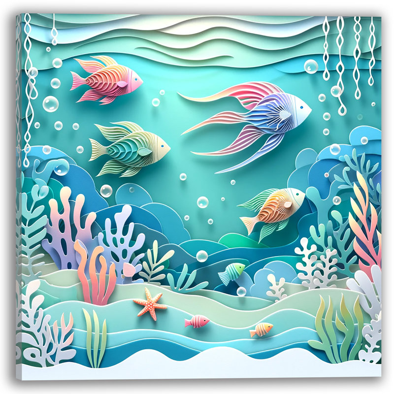 Mélodie marine sur toile, H 12 po x l 12 po x P 1 po