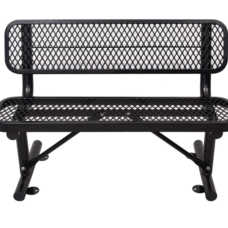Banc enduit - noir pour la pelouse et acier extérieur l 48 "x H 32,5" avec jardin noir