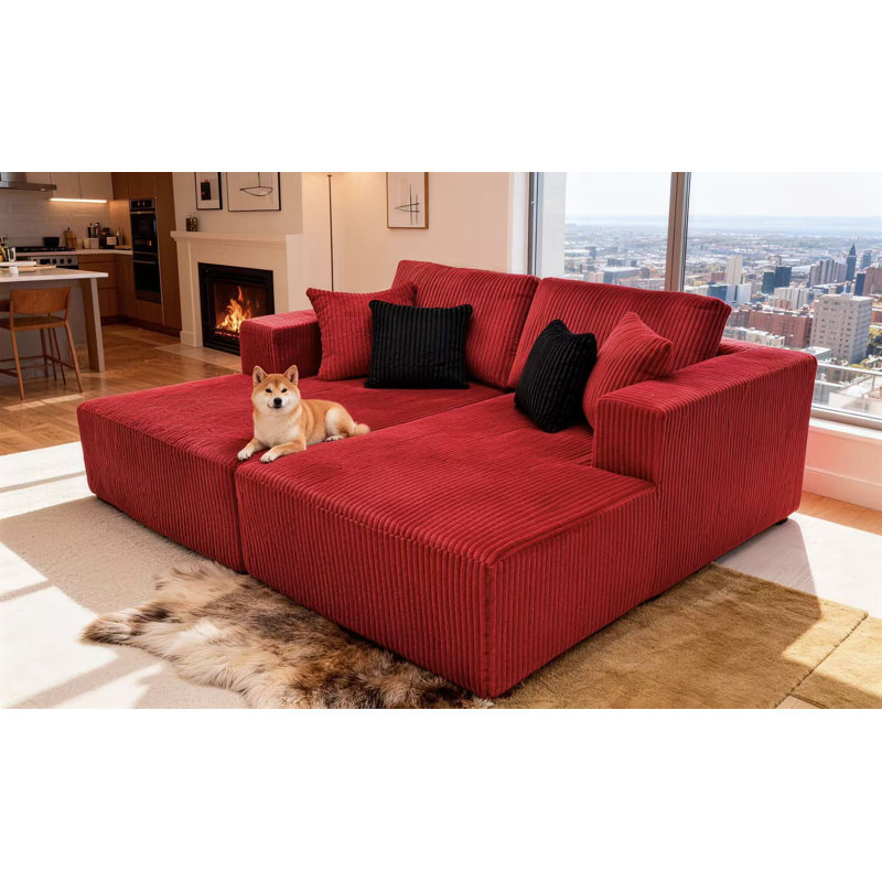 Froshtonvale Boneless Double Chaises Loveseat, Red