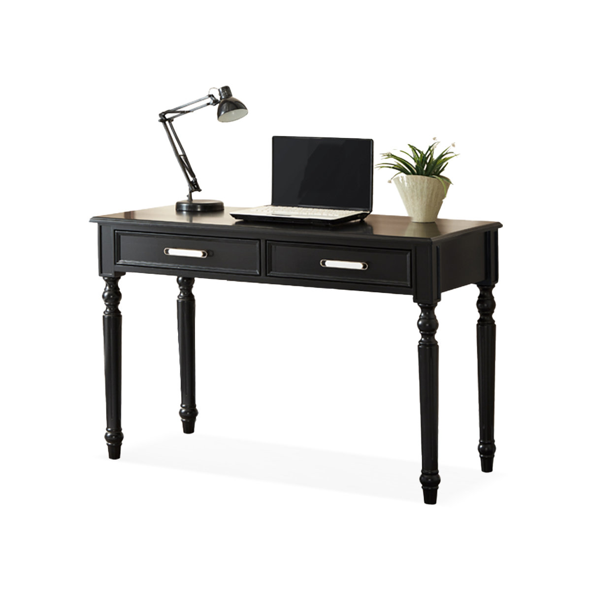 Canora Grey Black Rectangular Solid Wood with 2 drawers desk - Wayfair ...