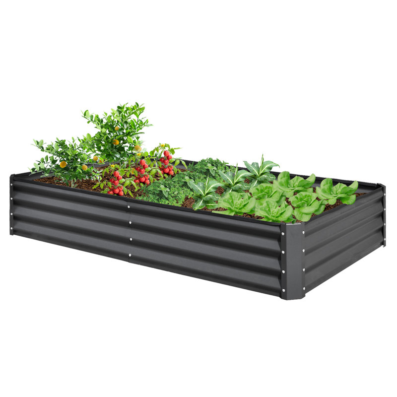 6X3x1ft Galvanized Raised Garden Bed, Gray, 11.81" H x 70.87" W x 35.43" D
