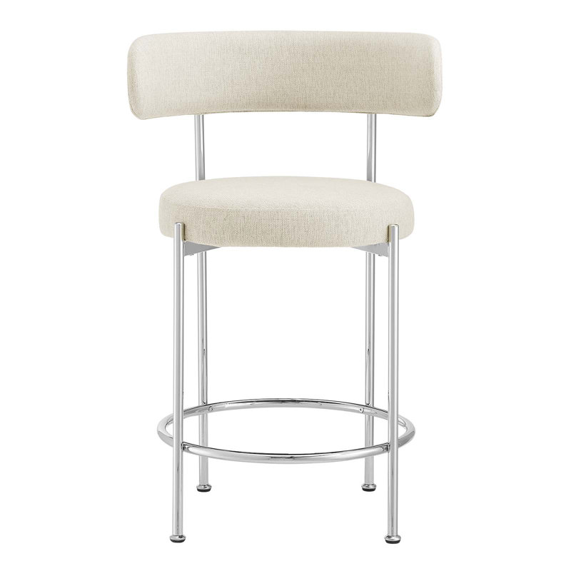 Tabourets Modway Albie - ensemble de 2, Tabouret de comptoir (siège d'une hauteur de 25,5, Argent argent, Beige