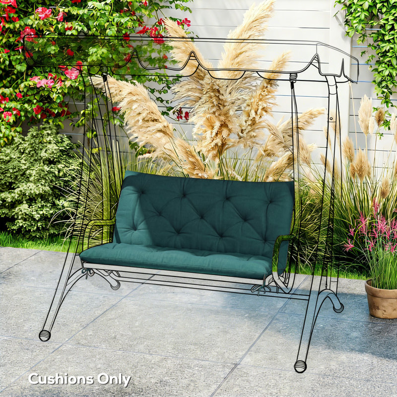 Outdoor Seat Cushion, 100 cm W x 98 cm D, 8 cm, Green
