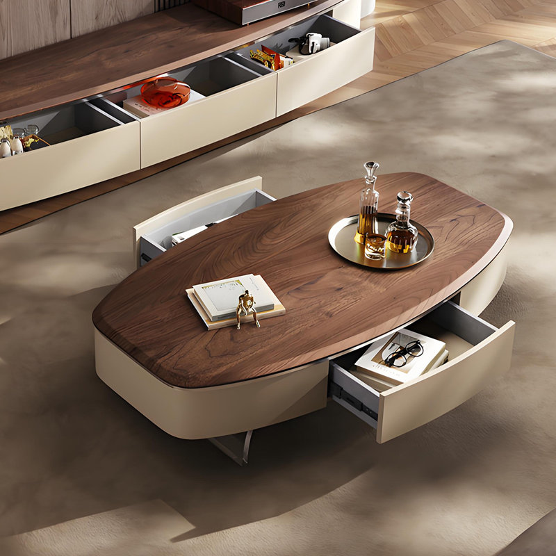 Solid Walnut Wood Coffee Table with Storage