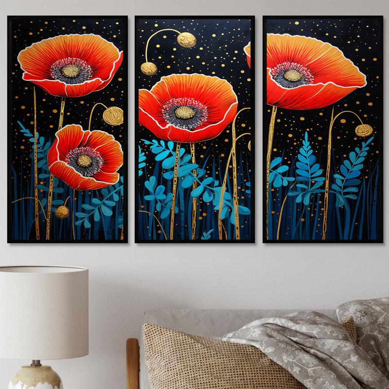 Ensemble de salon Torquay - Poppy Wall Art, H 28 po x l 36 po x P 1 po, Cadre flottant noir