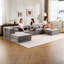 Canapé d'angle modulaire sans ossature, Mahjong à compression, - Gris, Lit de sol convertible, 4 places, Polaire circulaire, Mousse à mémoire de forme haute densité, Aucun assemblage requis, Détente à la maison, Canapé modulaire gris à 2 places-1725755509