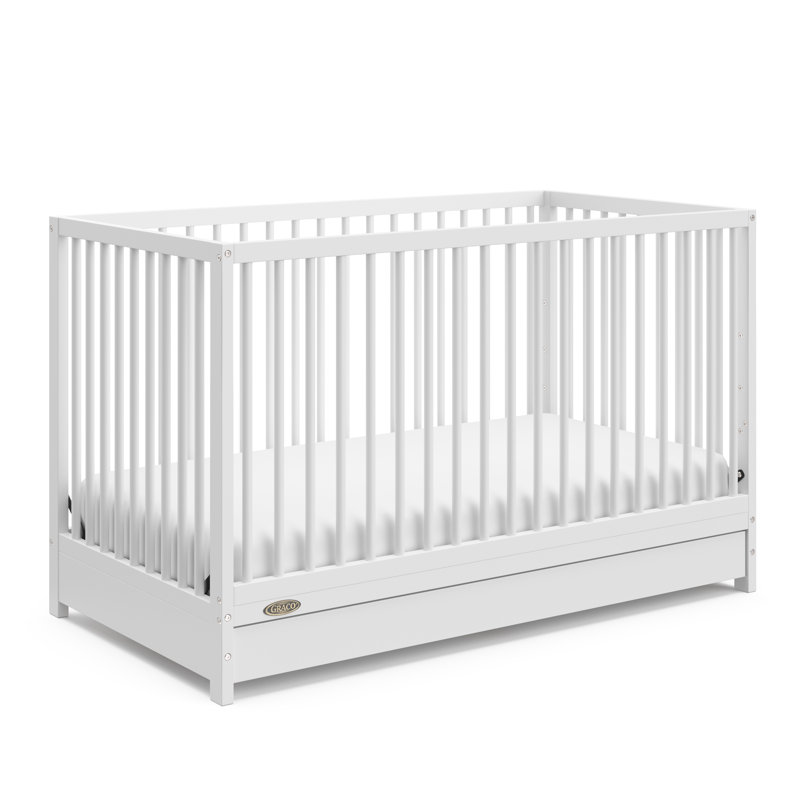 Lit de bébé convertible 5-en-1 Teddi avec rangement Teddi, Blanc, Lit à barreaux