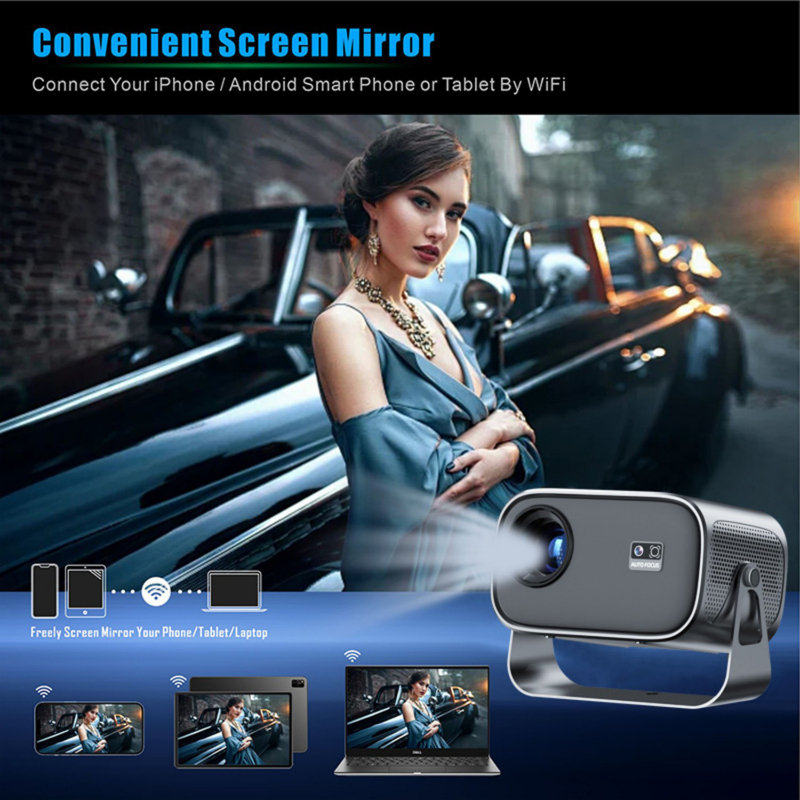 A10 Compact Gimbal Projector, Hd 4k Home Smart Portable Projector
