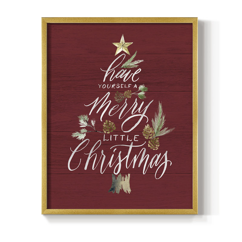 «Merry Little Christmas», reproduction encadrée - bois massif, H 28 po x l 22 po