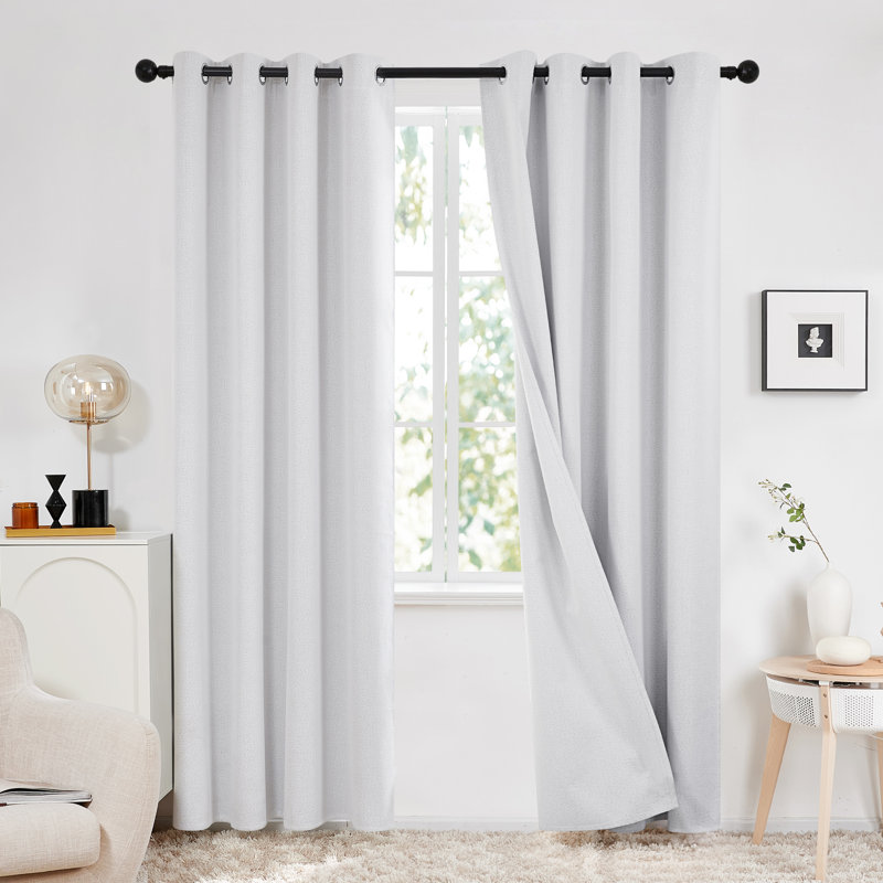 Assafa Blackout Curtain Pair, 52" W x 84" L, Grayish White