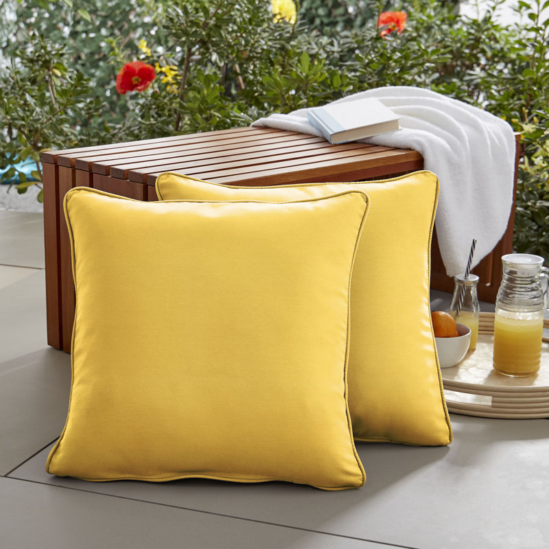 Erika Outdoor Reversible Throw Pillow, 18"H x 18"W, Canvas Sunflower